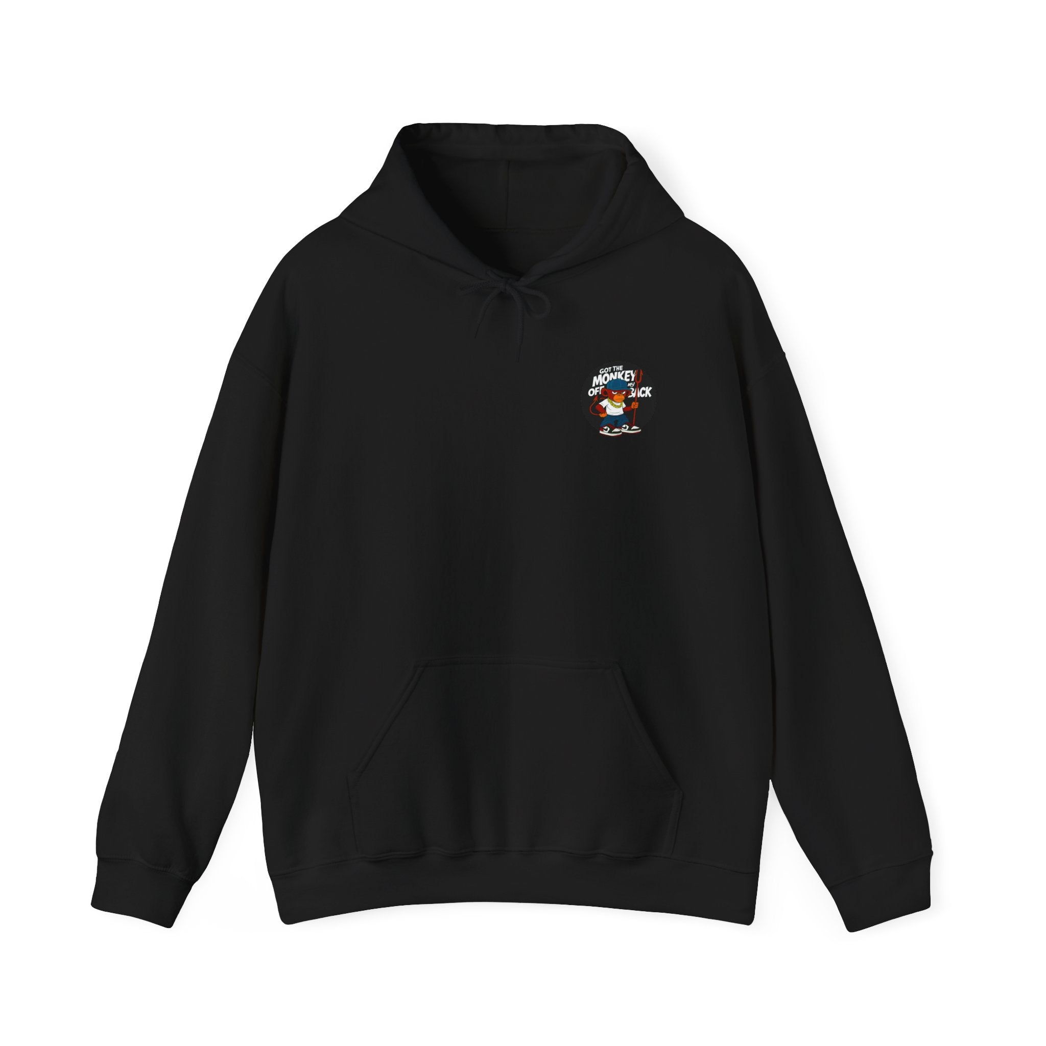 Hoodie — Noir Glitch Face Graphic Hoodie (Eyes, Barcode & 'Caution' Accent)