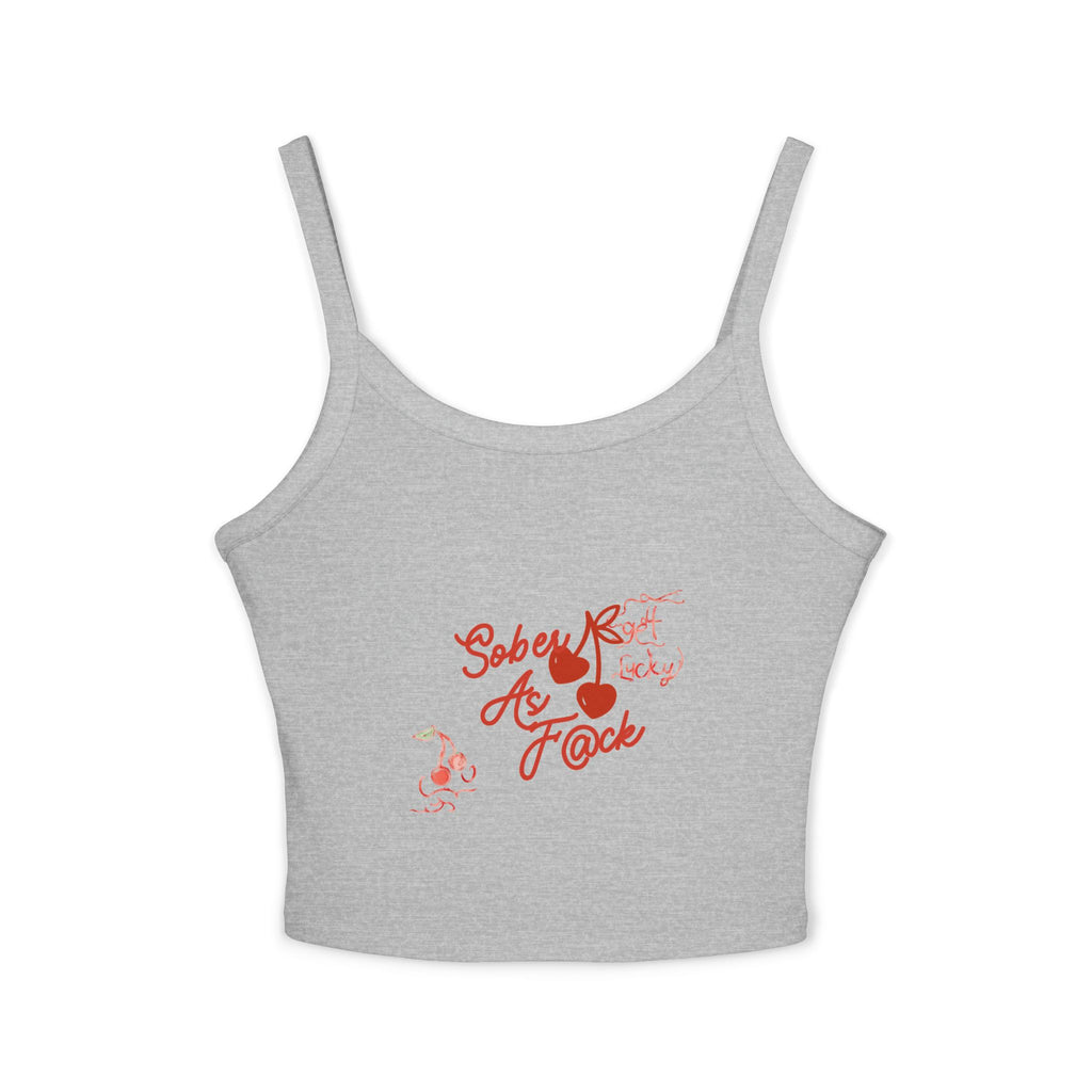 Spaghetti Tank Top — "Sober As F*ck" Red Script Graphic
