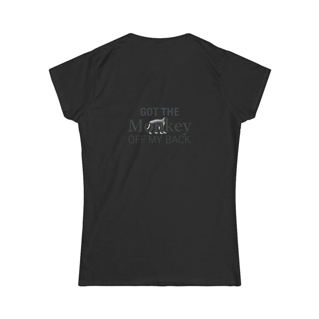 Sober As F@ck Women’s Tee — “Got the Monkey Off My Back” Recovery Shirt