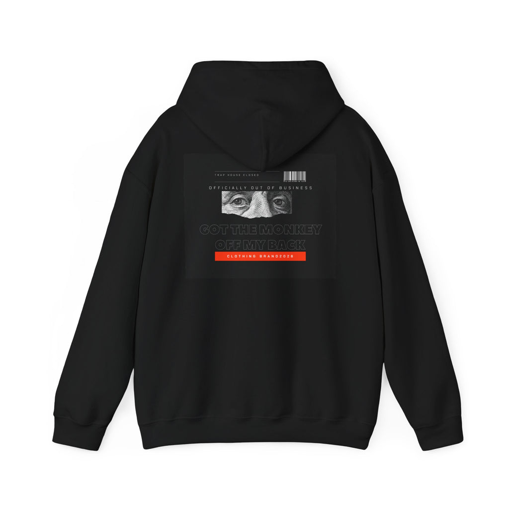 Hoodie — Noir Glitch Face Graphic Hoodie (Eyes, Barcode & 'Caution' Accent)