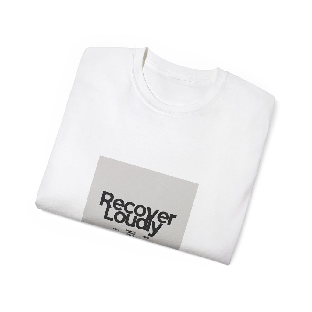 Recover Loudly Graphic Tee — “Get The Monkey Off My Back” Back Print