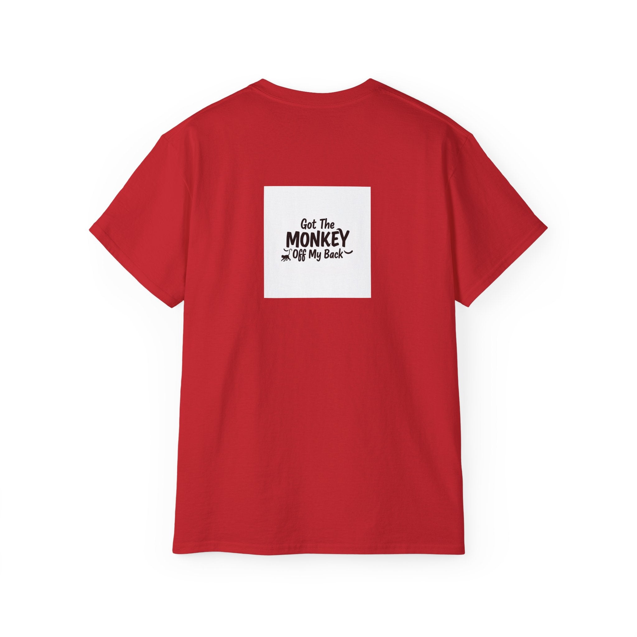Recover Loudly Graphic Tee — “Get The Monkey Off My Back” Back Print