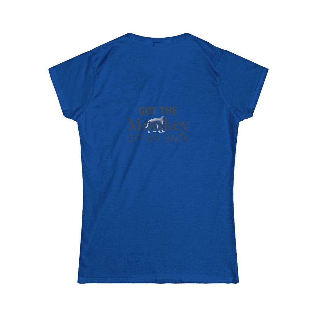 Sober As F@ck Women’s Tee — “Got the Monkey Off My Back” Recovery Shirt