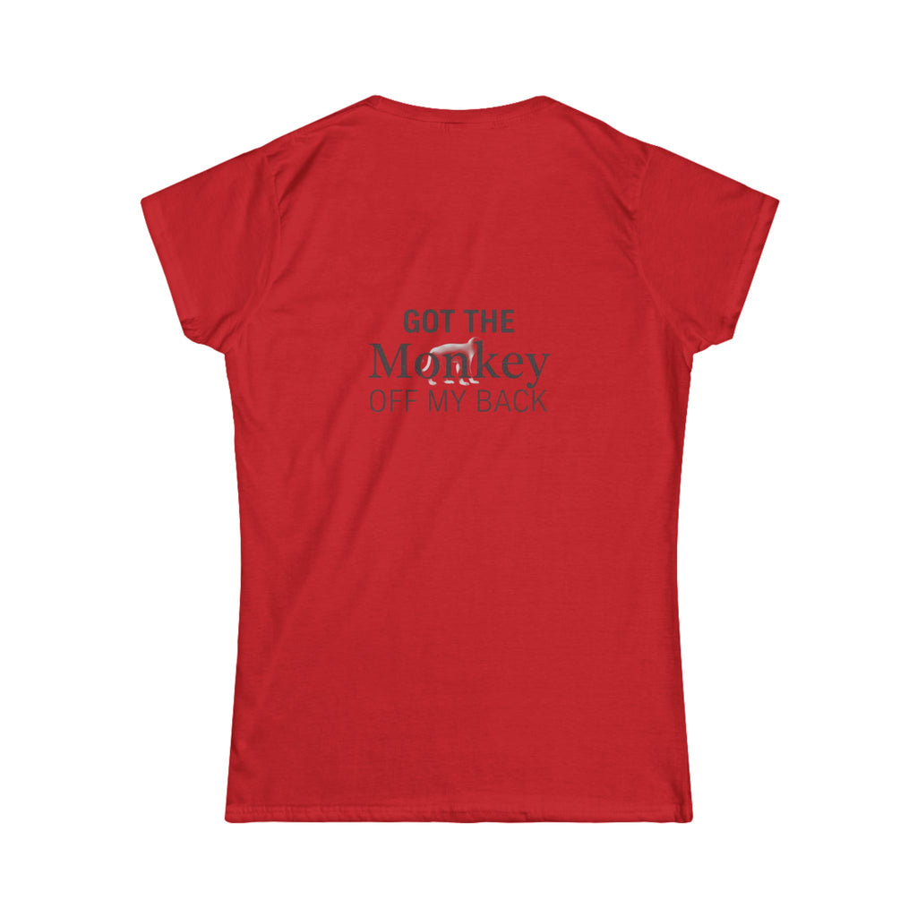 Sober As F@ck Women’s Tee — “Got the Monkey Off My Back” Recovery Shirt