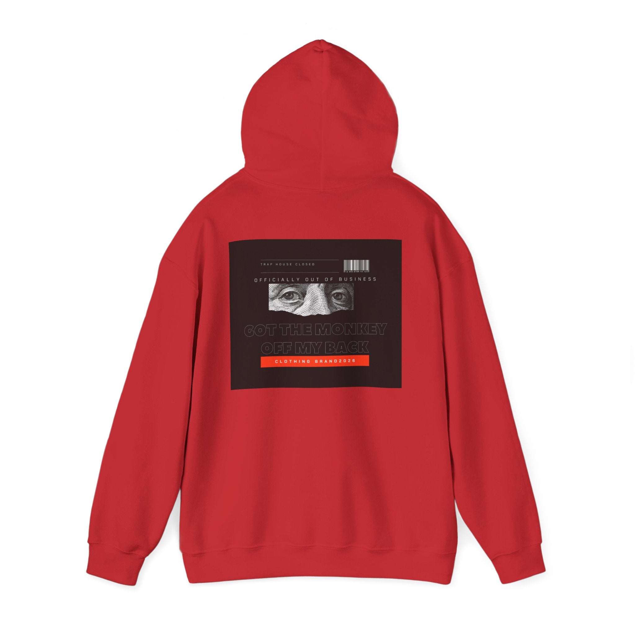 Hoodie — Noir Glitch Face Graphic Hoodie (Eyes, Barcode & 'Caution' Accent)