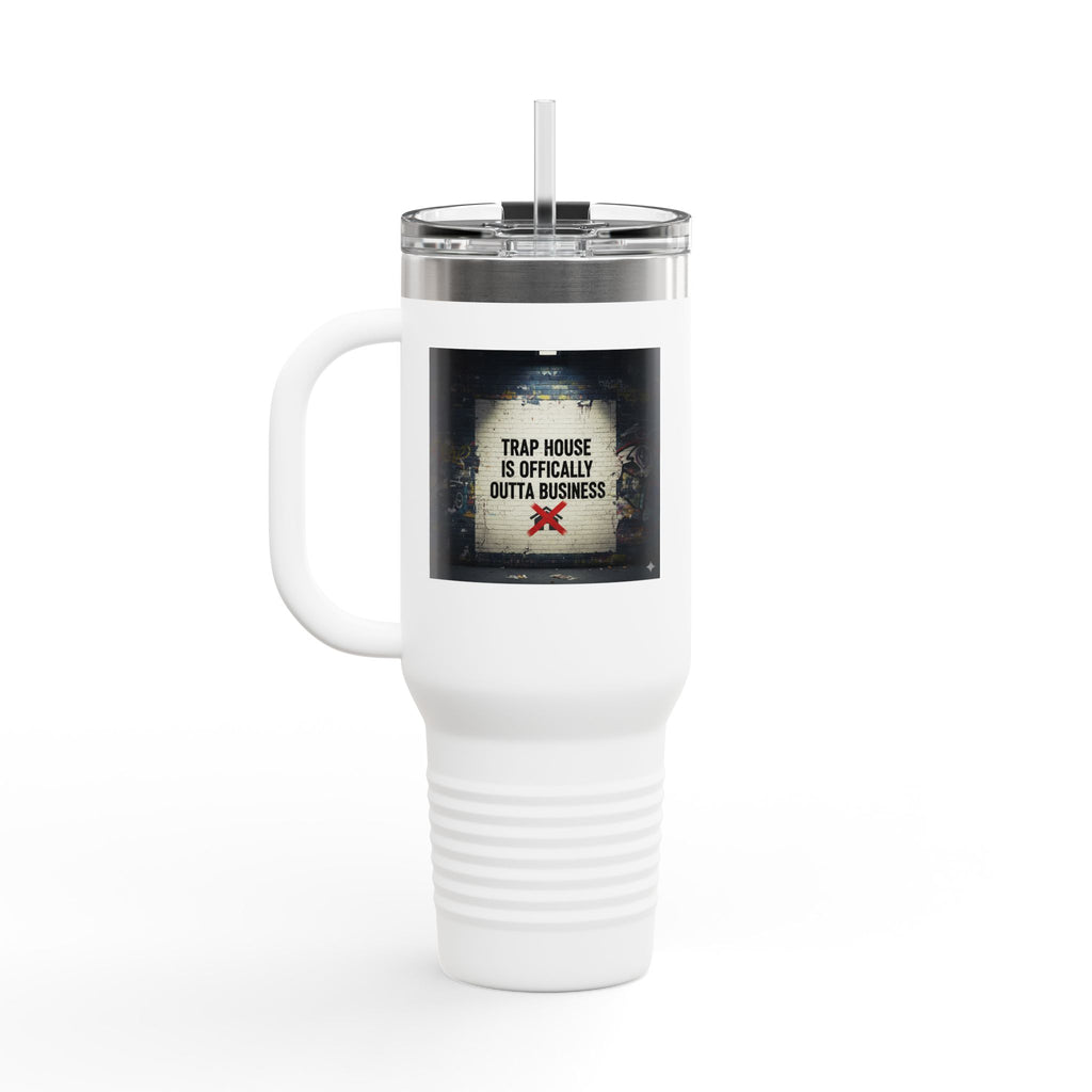 40oz Insulated Travel Mug — 'Get The Monkey Off My Back' Retro Skate Graphic