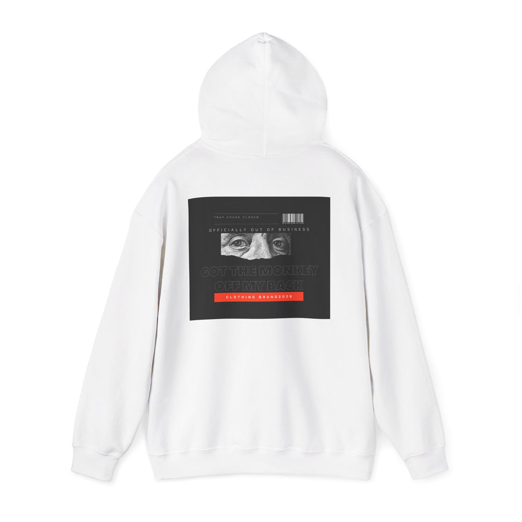 Hoodie — Noir Glitch Face Graphic Hoodie (Eyes, Barcode & 'Caution' Accent)