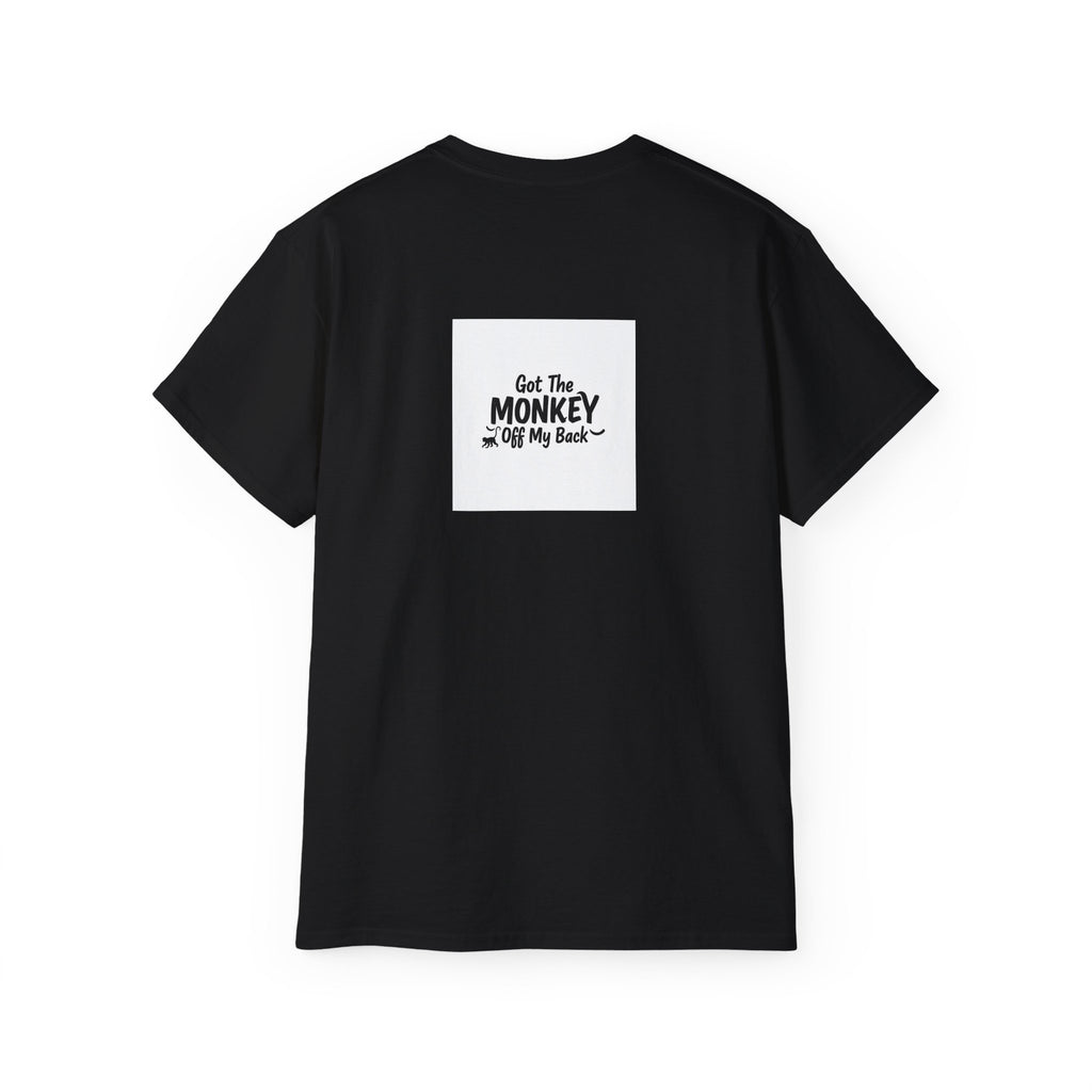 Recover Loudly Graphic Tee — “Get The Monkey Off My Back” Back Print