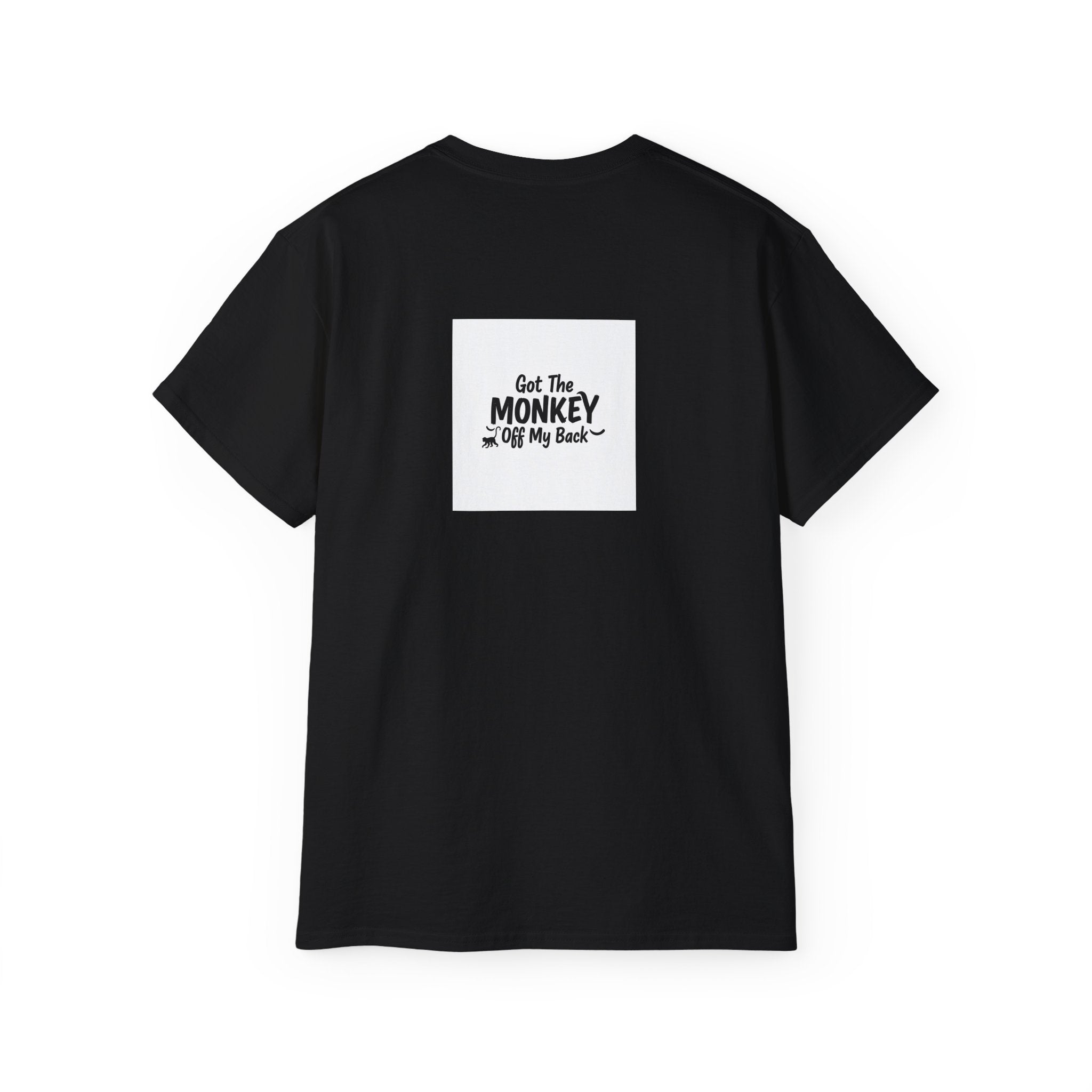 Recover Loudly Graphic Tee — “Get The Monkey Off My Back” Back Print