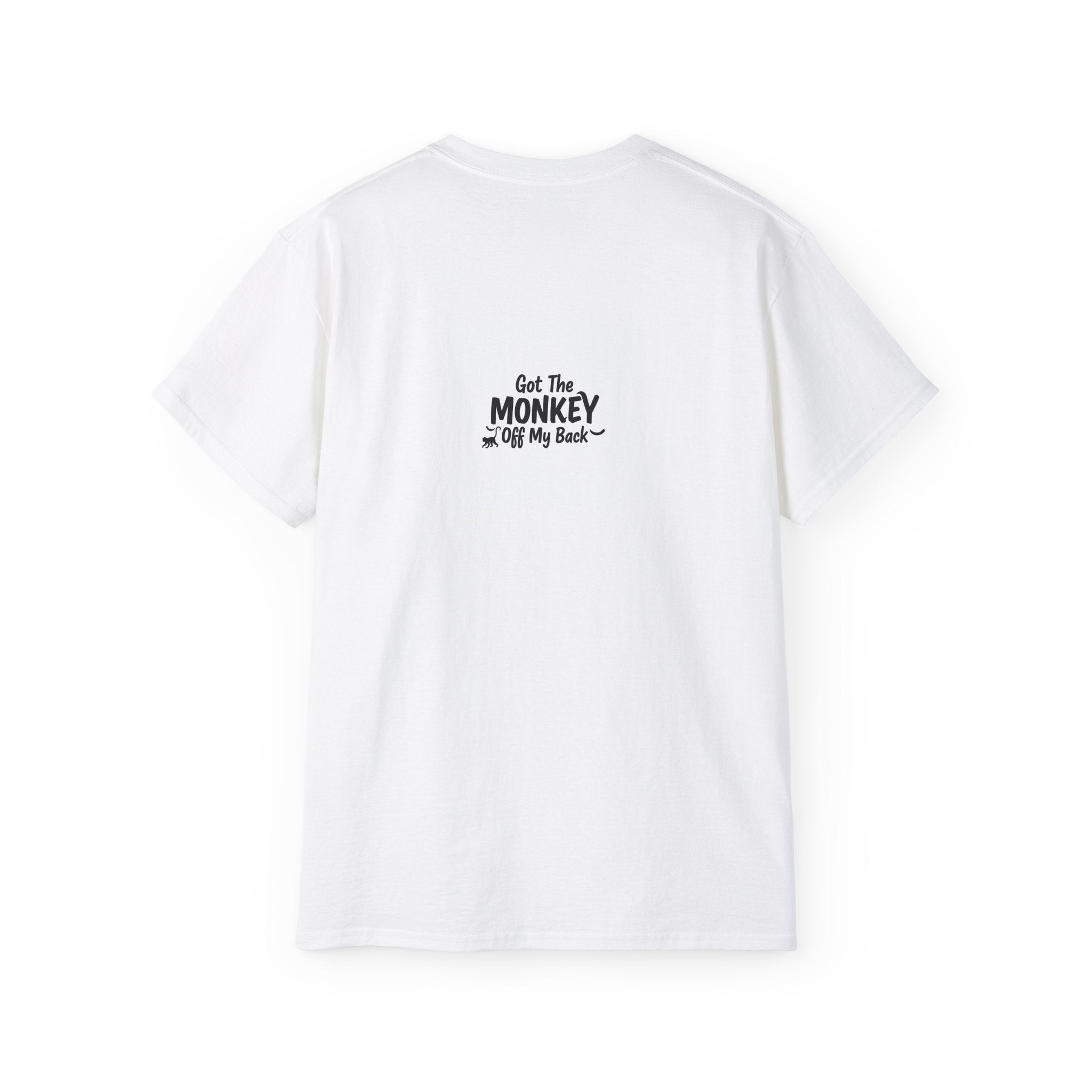 Recover Loudly Graphic Tee — “Get The Monkey Off My Back” Back Print